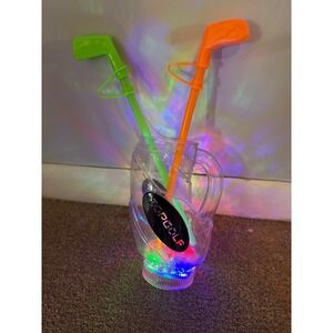 TOP GOLF Driving  Range LED light up Mug Cup in Shape Of Golf Bag & Golf Straw